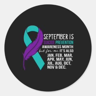 Pegatina Redonda Septiembre Es Mes De Concienciación Sobre Prevenci