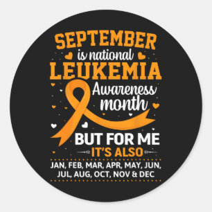 Pegatina Redonda Septiembre es mes de sensibilización sobre leucemi