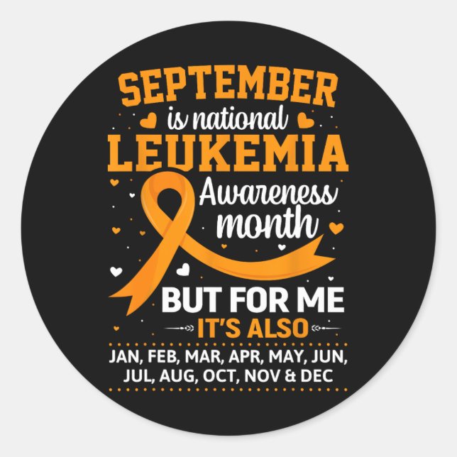 Pegatina Redonda Septiembre es mes de sensibilización sobre leucemi (Anverso)