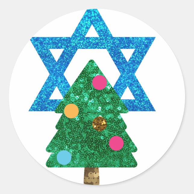 Pegatina Redonda sequin christmukkah hanukkah (Anverso)