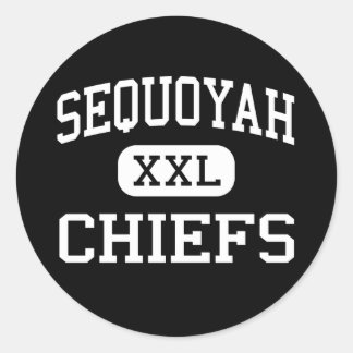Pegatina Redonda Sequoyah - Jefes - Escuela Secundaria - Cantón Geo