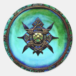 Pegatina Redonda Ser audaz como un escudo vikingüe, inflexible y fu