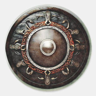 Pegatina Redonda Ser como un escudo Viking, firme e inquebrantable