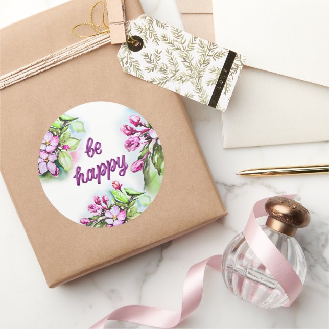 Pegatina Redonda Ser feliz (Regalar)