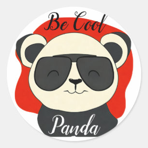 Pegatina Redonda Ser Guay Panda gafas de sol Editar nombre texto