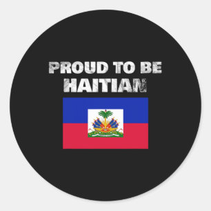 Pegatina Redonda Ser haitiano - Bandera haitiana contra el racismo