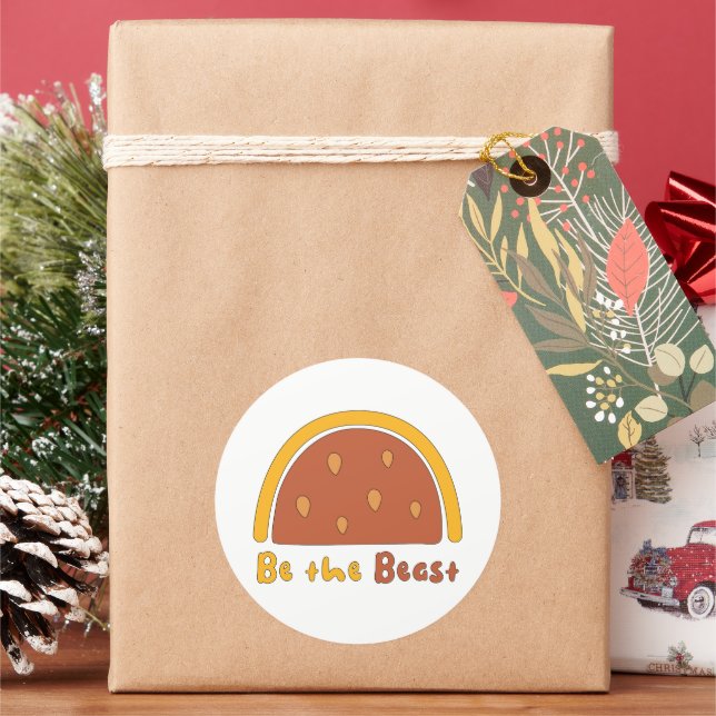 Pegatina Redonda Ser la bestia motivacional arcoiris amarillo y mar (Vacaciones)