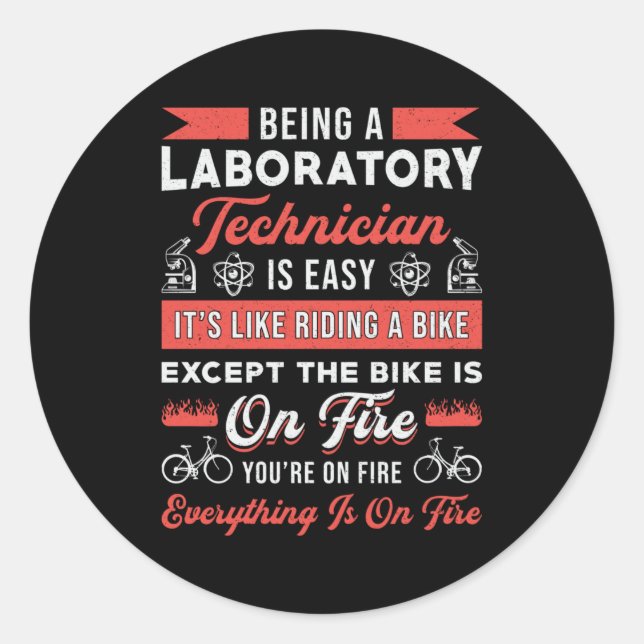 Pegatina Redonda Ser Técnico De Laboratorio Técnico Técnico Técnico (Anverso)