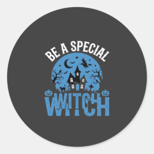 Pegatina Redonda Ser un diseño de Halloween de bruja especial_1