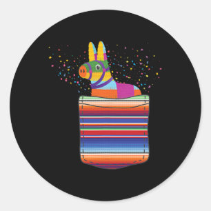 Pegatina Redonda Serape Pocket Pinata Fiesta Mexicana (no real)