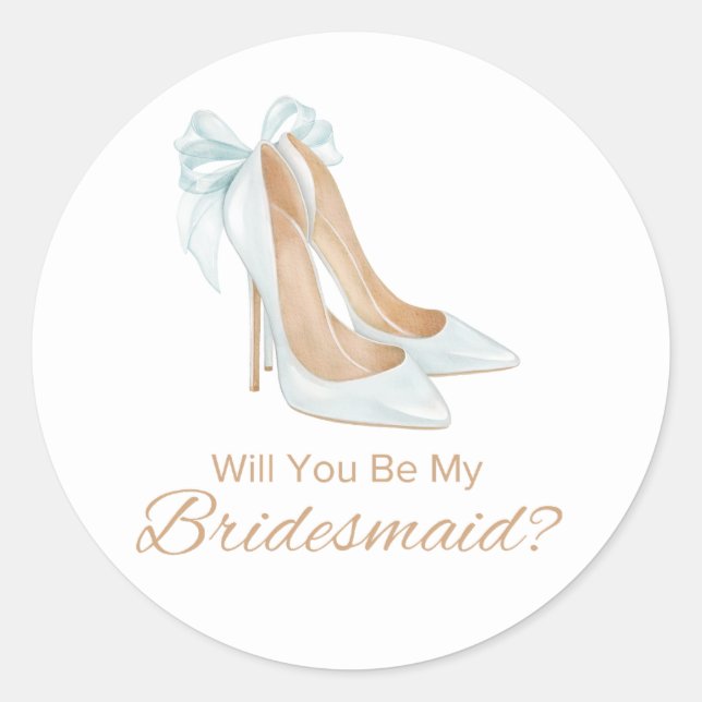 Pegatina Redonda ¿Serás mi dama de honor, tacones bodas? (Anverso)