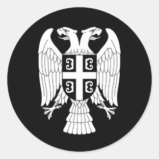 Pegatina Redonda Serbia coat of arms, double-headed white eagle