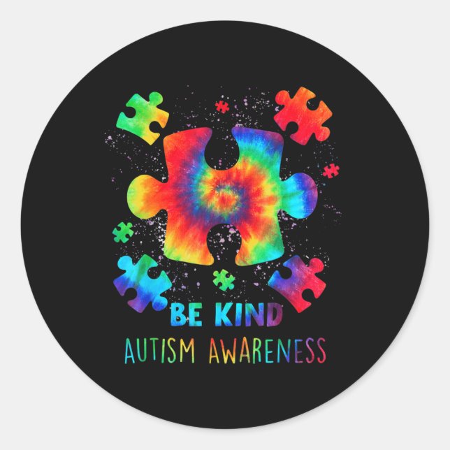 Pegatina Redonda Seré amable rompecabezas Piezas Tira de tinta auti (Anverso)