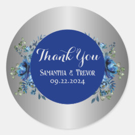 Pegatina Redonda Serenade de zafiro: Una sinfonía de plata y azul