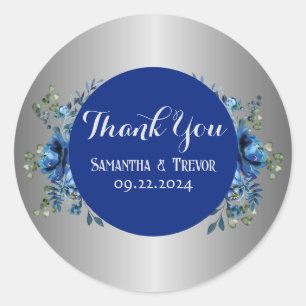 Pegatina Redonda Serenade de zafiro: Una sinfonía de plata y azul