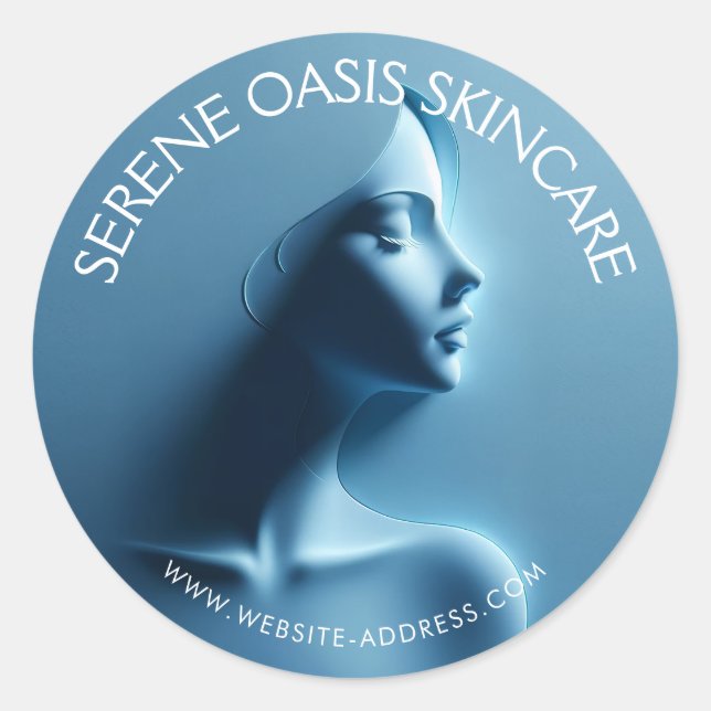 Pegatina Redonda Serene Beauty Skincare, Masaje, Spa (Anverso)