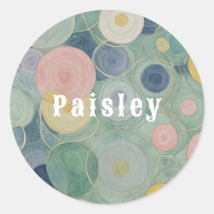 Pegatina Redonda Serene Esferas: Círculos abstractos azules Pastel