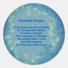 Pegatina Redonda Serenity Prayer Blue Hearts Inspirador