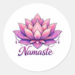 Pegatina Redonda Sereno Sticker de Yoga Zen Flor de Loto "Namaste"