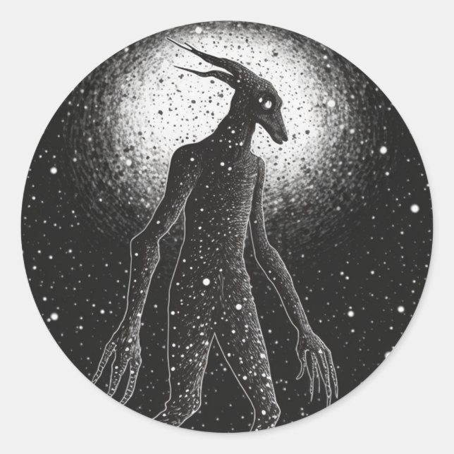 Pegatina Redonda Serie Cryptid de Monsters Midtrip (Anverso)