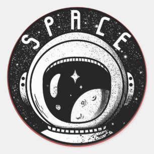 Pegatina Redonda Serie de astronautas retro
