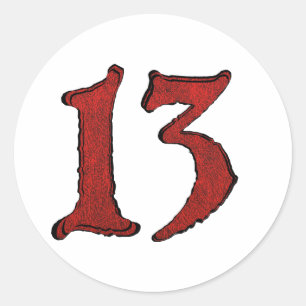 Pegatina Redonda Serie de números de vacaciones de terciopelo rojo.