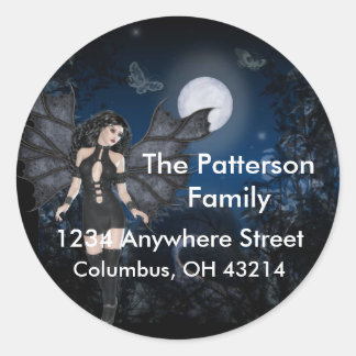 Pegatina Redonda Serie nocturna Ángel Oscuro y Oscuro