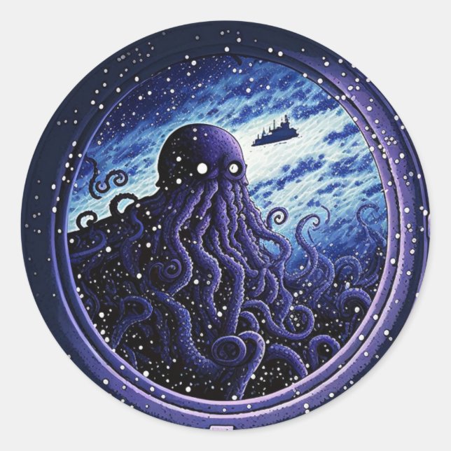 Pegatina Redonda Serie Porthole de Monsters Midtrip (Anverso)