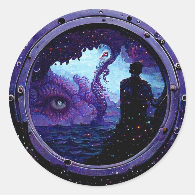 Pegatina Redonda Serie Porthole de Monsters Midtrip (Anverso)