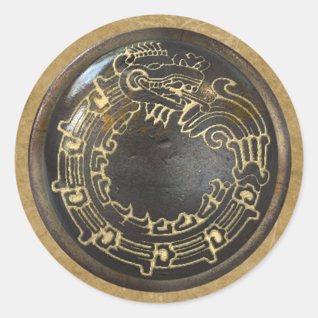 Pegatina Redonda Serpiente azteca (Anverso)