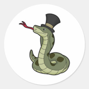 Pegatina Redonda Serpiente como caballero y Gorra