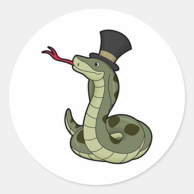 Pegatina Redonda Serpiente como caballero y Gorra (Anverso)