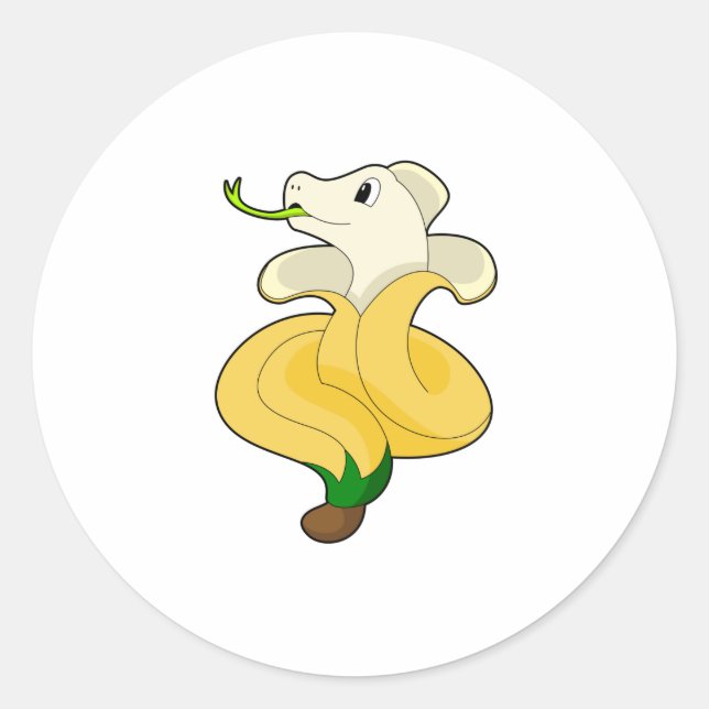Pegatina Redonda Serpiente con banana (Anverso)