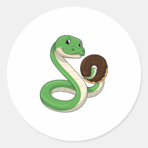 Pegatina Redonda Serpiente con donut