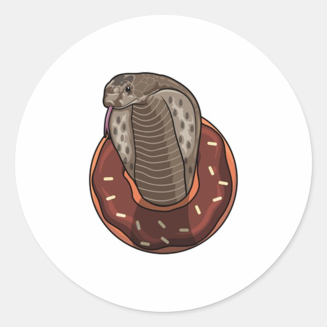 Pegatina Redonda Serpiente con donut (Anverso)