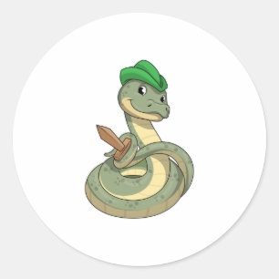 Pegatina Redonda Serpiente con espada
