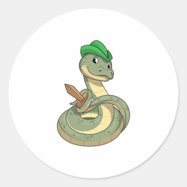Pegatina Redonda Serpiente con espada (Anverso)