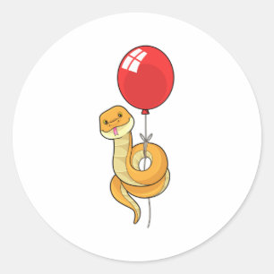 Pegatina Redonda Serpiente con globo
