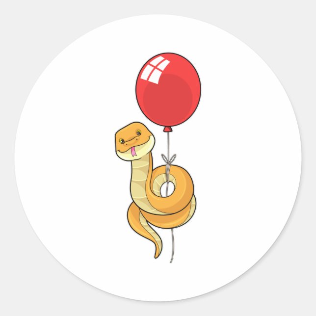 Pegatina Redonda Serpiente con globo (Anverso)