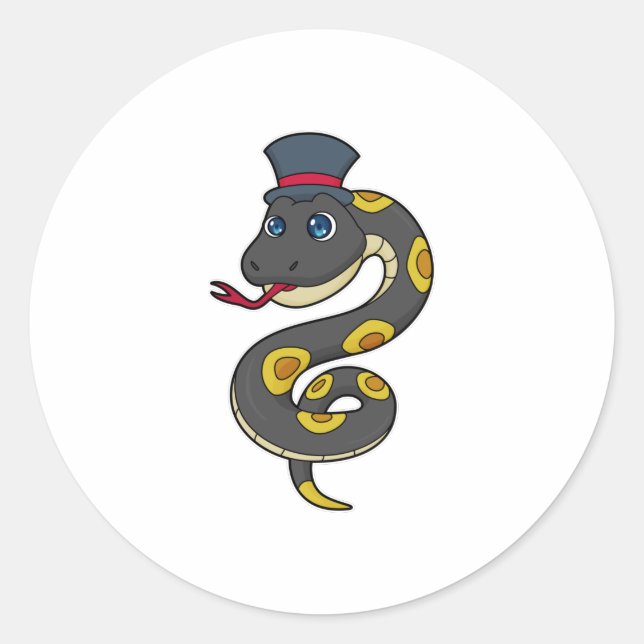 Pegatina Redonda Serpiente con Gorra (Anverso)