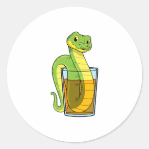 Pegatina Redonda Serpiente con jugo