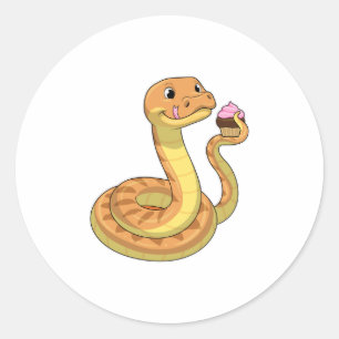 Pegatina Redonda Serpiente con Muffin