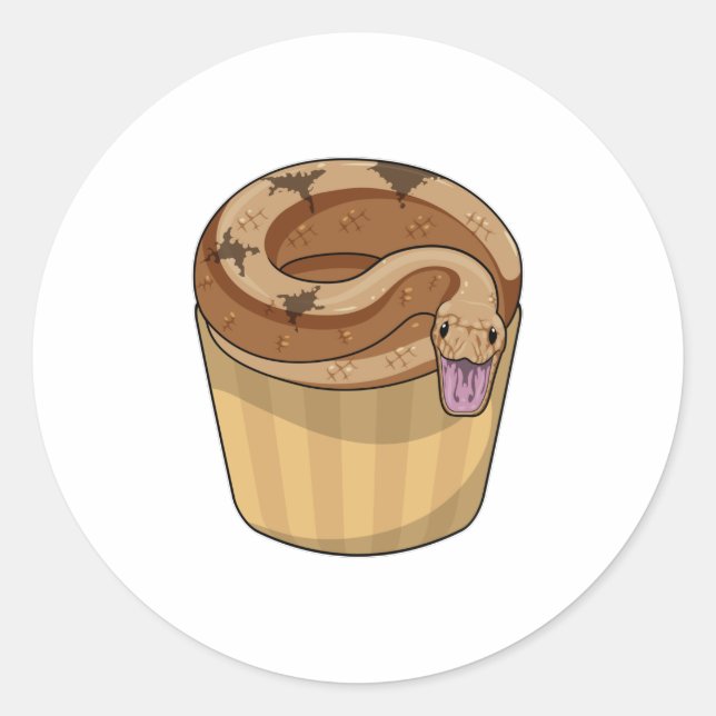 Pegatina Redonda Serpiente con Muffin (Anverso)