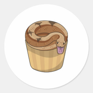 Pegatina Redonda Serpiente con Muffin