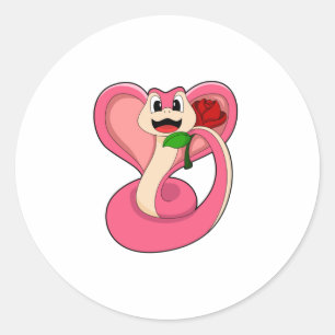 Pegatina Redonda Serpiente con Rosa