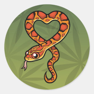 Pegatina Redonda Serpiente de dibujos animados