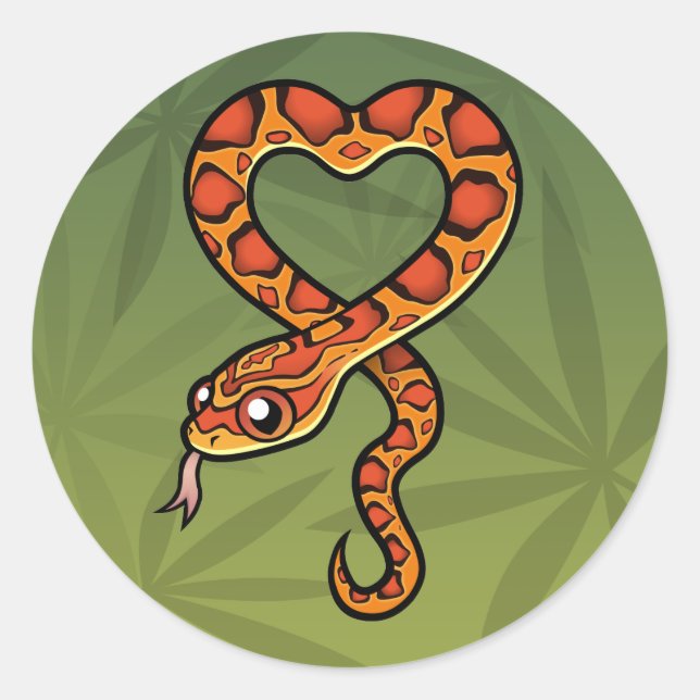 Pegatina Redonda Serpiente de dibujos animados (Anverso)