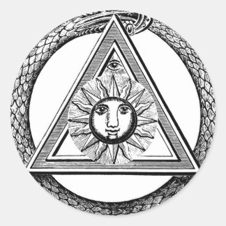 Pegatina Redonda Serpiente Triangle Freemason