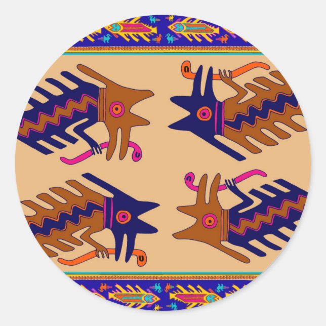 Pegatina Redonda Serpiente Tribal Inca (Anverso)