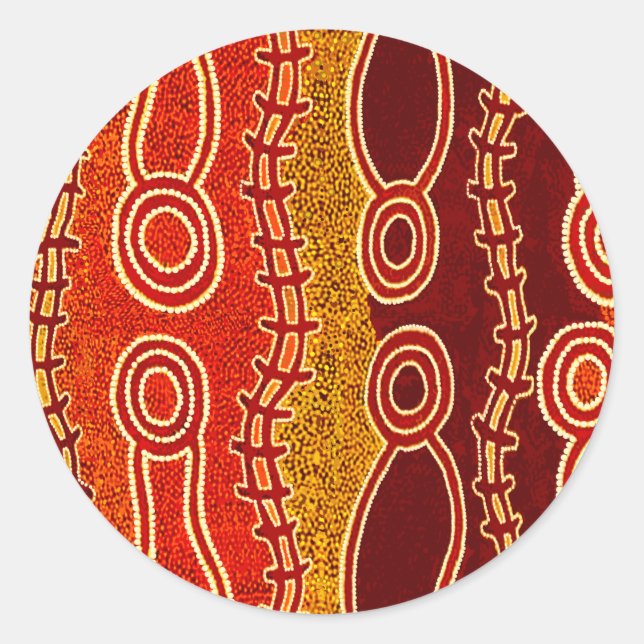 Pegatina Redonda Serpientes aborígenes. (Anverso)